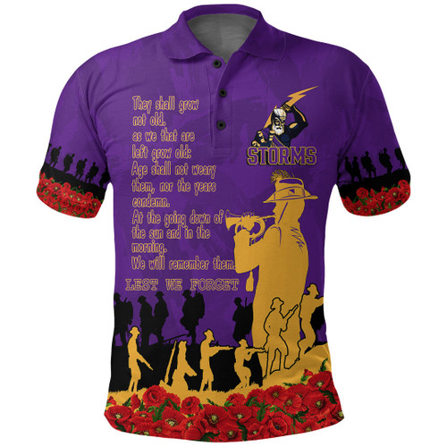 Melbourne Storm Polo Shirt, Anzac Day For the Fallen A31B