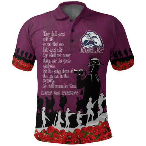 Manly Warringah Sea Eagles Polo Shirt, Anzac Day For the Fallen A31B
