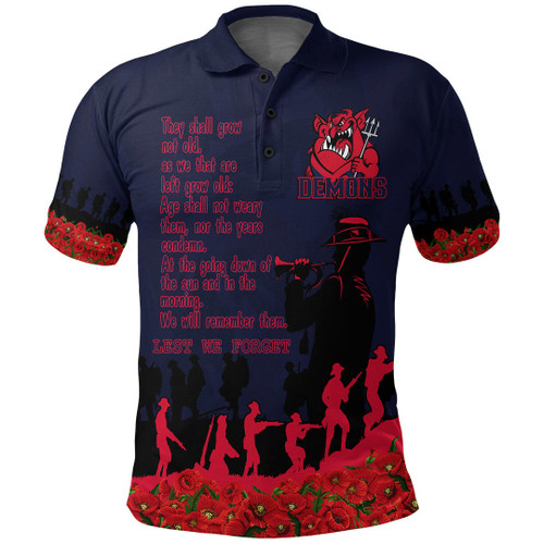 Melbourne Demons Polo Shirt, Anzac Day For the Fallen A31B