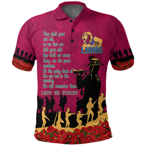 Brisbane Lions Polo Shirt, Anzac Day For the Fallen A31B