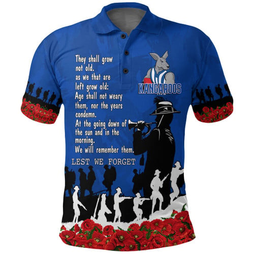 North Melbourne Kangaroos  Polo Shirt, Anzac Day For the Fallen A31B