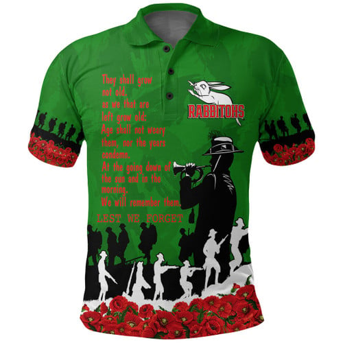 South Sydney Rabbitohs Polo Shirt, Anzac Day For the Fallen A31B
