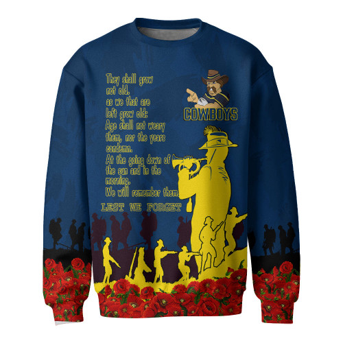 North Queensland Cowboys Sweatshirt, Anzac Day For the Fallen A31B