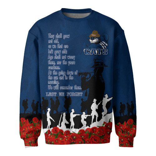 Geelong Cats Sweatshirt, Anzac Day For the Fallen A31B