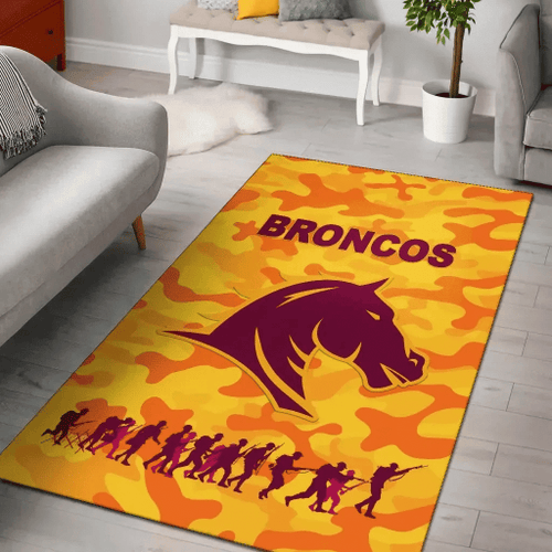 Rugby Life Area Rug - Brisbane Broncos Area Rug Anzac Day Camouflage Vibes - Gold K8