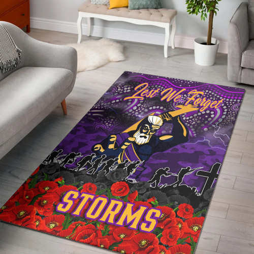 Melbourne Storm Area Rug - Anzac Day Lest We Forget A31B