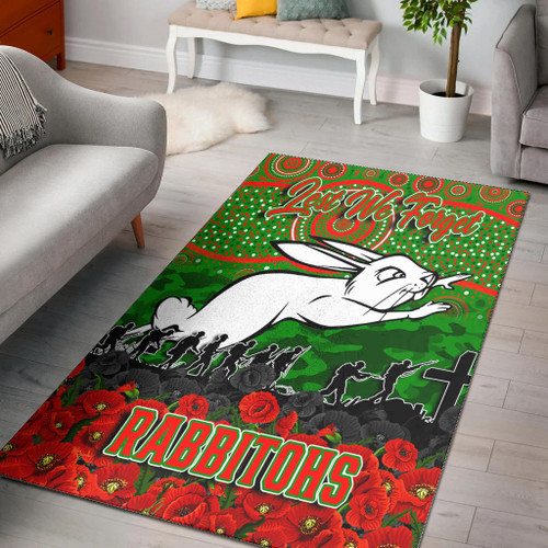South Sydney Rabbitohs Area Rug - Anzac Day Lest We Forget A31B