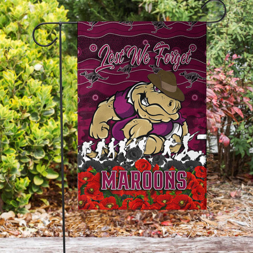 Queensland Maroons Garden Flag - Anzac Day Lest We Forget A31B