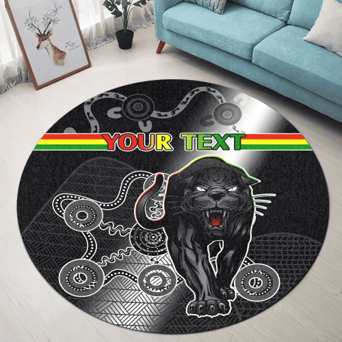 Rugby Life Carpet - (Custom Personalised) Black Panthers Round Carpet Original Simple K13