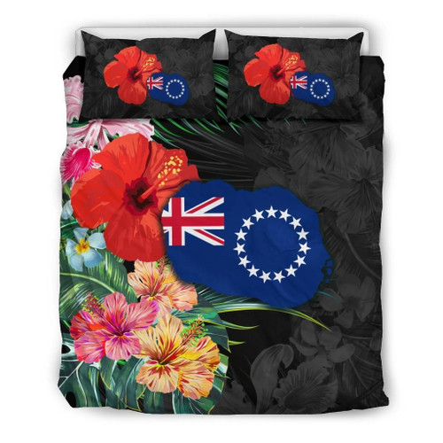Cook Islands Map - Hibiscus Bedding Set J0