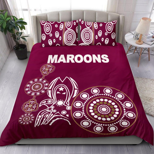 Queensland Bedding Set Maroons Simple Indigenous K8