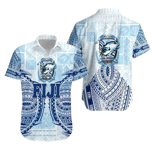 Rugbylife Shirt - Fiji Tavua Rugby Tapa Hawaiian Shirt Polynesian - Blue K36