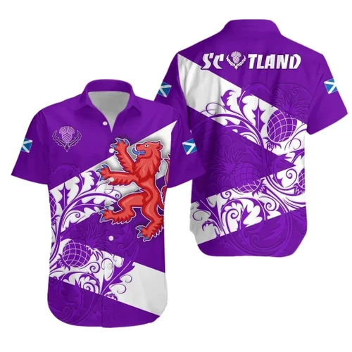 Rugbylife Shirt - Scotland Rugby Hawaiian Shirt Purple Thistle Of Scottish K13