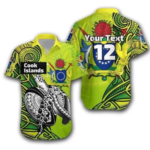 Rugbylife Shirt - (Custom Personalised) Cook Islands Rugby Hawaiian Shirt Turtle Style TH12