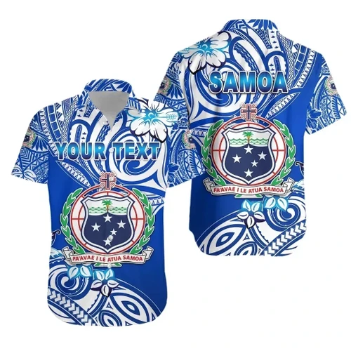 Rugbylife Shirt - (Custom Personalised) Manu Samoa Rugby Hawaiian Shirt Unique Vibes Coat Of Arms - White K8