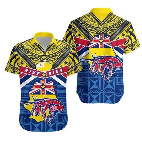 Rugbylife Shirt - Niue Rugby Hawaiian Shirt Polynesian Crab Map K13