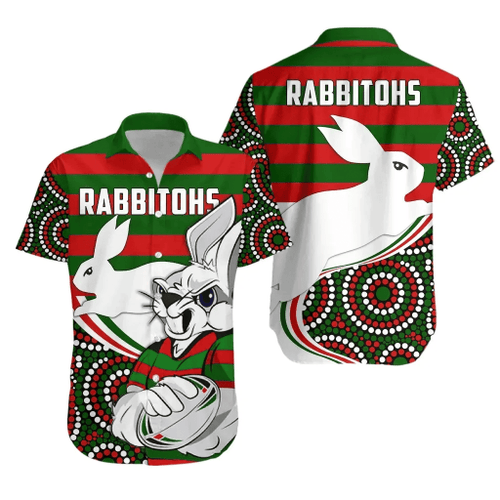 Rugbylife Shirt - Rabbitohs Indigenous Rugby Cartoon Hawaiian Shirt TH5