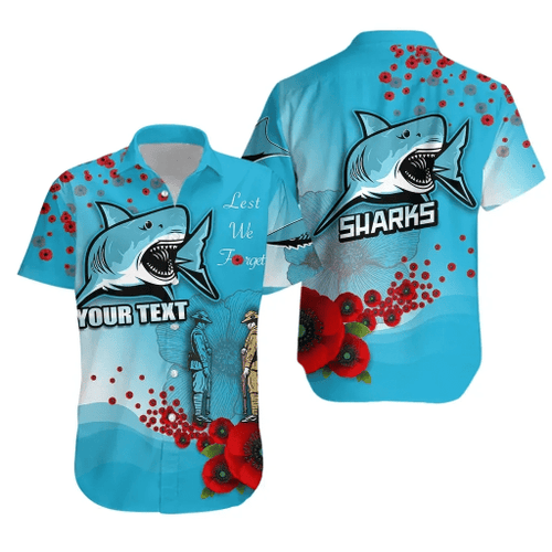 Rugby Life Shirt - (Custom Personalised) Anzac Sharks Hawaiian Shirt Cronulla Lest We Forget K13