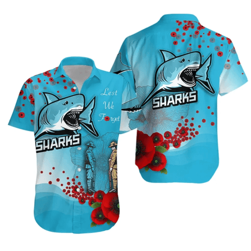 Rugby Life Shirt - Anzac Sharks Hawaiian Shirt Cronulla Lest We Forget K13