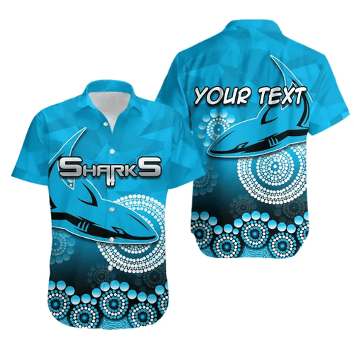 Rugby Life Shirt - (Custom Personalised)Cronulla-Sutherland Sharks Hawaiian Shirt Aboriginal Mix 3D Patterns TH4