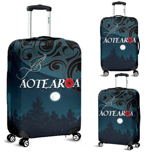 Love New Zealand Luggage Cover - Aotearoa Anzac Luggage Covers Lest We Forget, Paua Sliver Fern Poppy K13