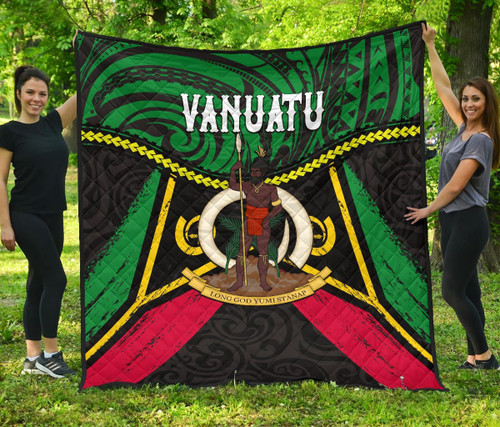 Rugbylife Quilt - Vanuatu Rugby Premium Quilt Polynesian Waves Style K36