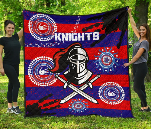 Rugby Life Quilt - Newcastle Knights Premium Quilt Indigenous Country Style K36