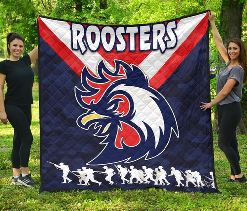 Rugby Life Quilt - Sydney Premium Quilt Roosters Anzac Style K8