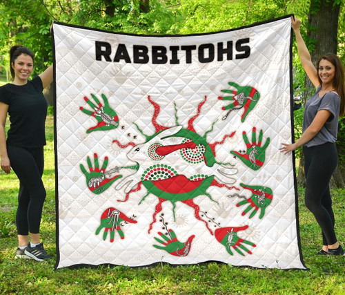 Rugby Life Quilt - Rabbitohs Indigenous Premium Quilt Animals Aboriginal TH5