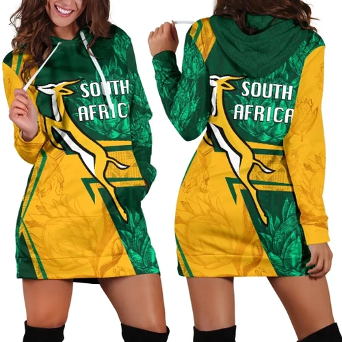 South Africa Women's Hoodie Dress Springboks Rugby Be Fancy K8