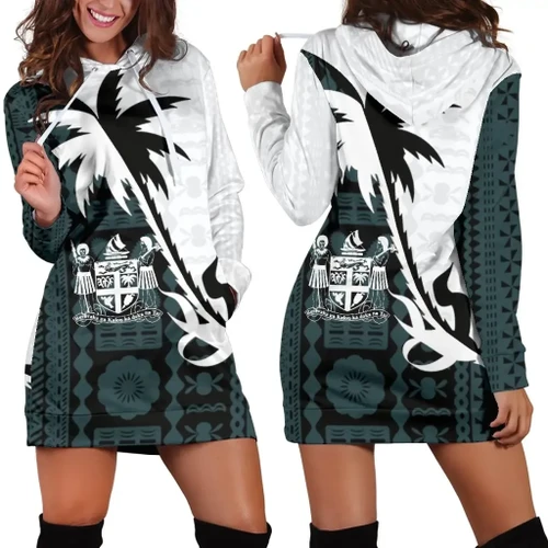 Fiji Coconut Tree Rugby Hoodie Dress K4
