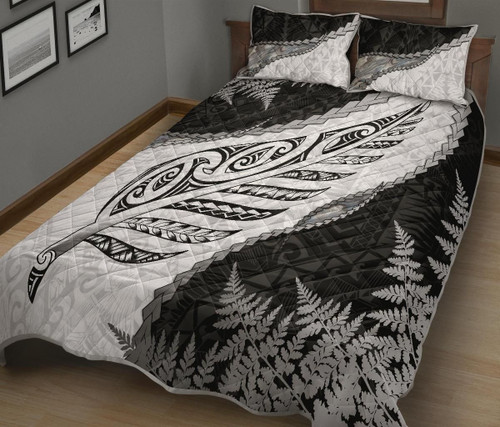 Paua Shell Maori Silver Fern Quilt Bed Set 2 K5