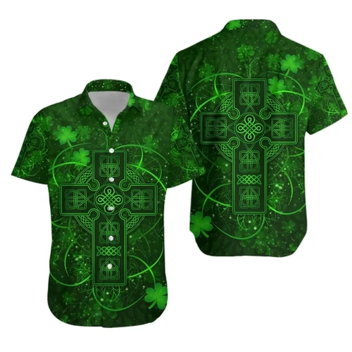 Ireland Hawaiian Shirt Irish Saint Patrick's Day Celtic Cross K8