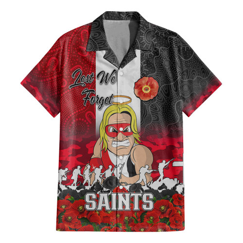 (Custom) St Kilda Saints Hawaiian Shirt, Anzac Day Lest We Forget A31B