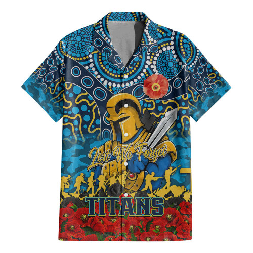 (Custom) Gold Coast Titans Hawaiian Shirt, Anzac Day Lest We Forget A31B