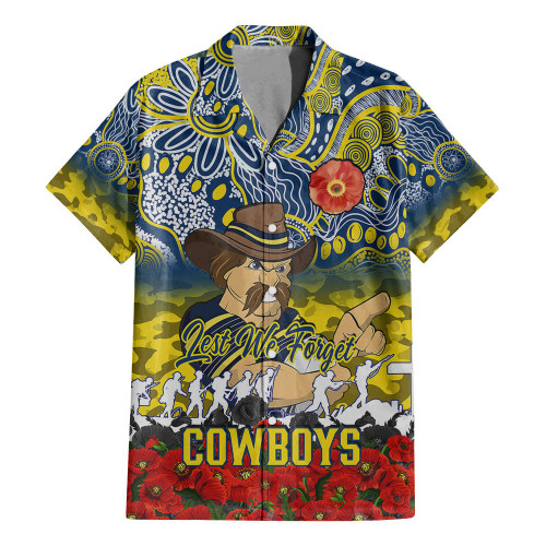 (Custom) North Queensland Cowboys Hawaiian Shirt, Anzac Day Lest We Forget A31B