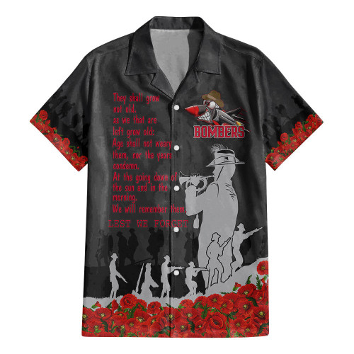 Essendon Bombers Hawaiian Shirt, Anzac Day For the Fallen A31B