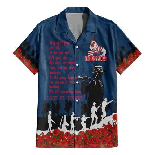 Sydney Roosters Hawaiian Shirt, Anzac Day For the Fallen A31B