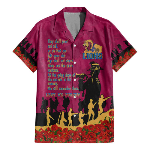 Brisbane Lions Hawaiian Shirt, Anzac Day For the Fallen A31B