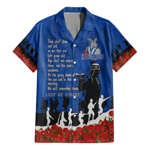 North Melbourne Kangaroos  Hawaiian Shirt, Anzac Day For the Fallen A31B