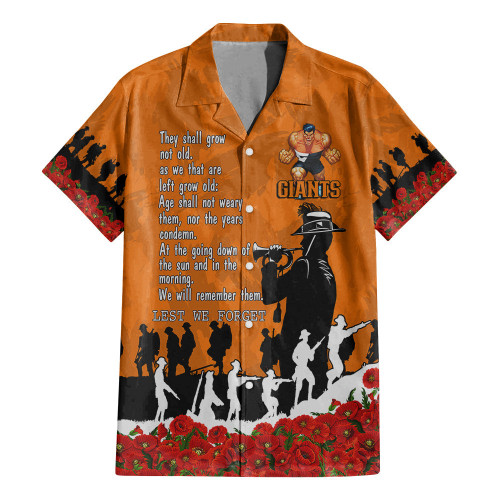 GWS Giants Hawaiian Shirt, Anzac Day For the Fallen A31B