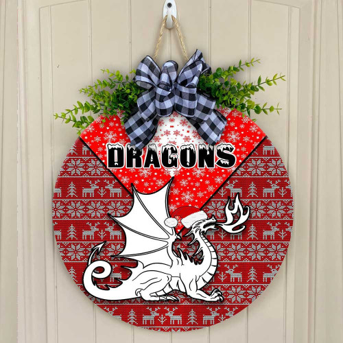 Rugby Life Wooden Sign - (Custom) St. George Illawarra Dragons Christmas Round Wooden Sign A31