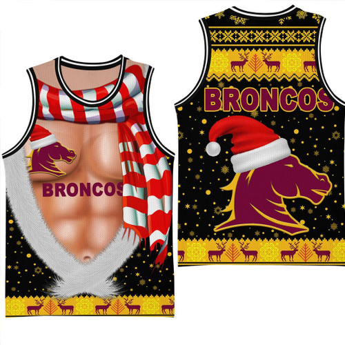 RugbyLife Jersey - Brisbane Broncos Christmas Six Pack Style - Rugby Team Basketball Jersey