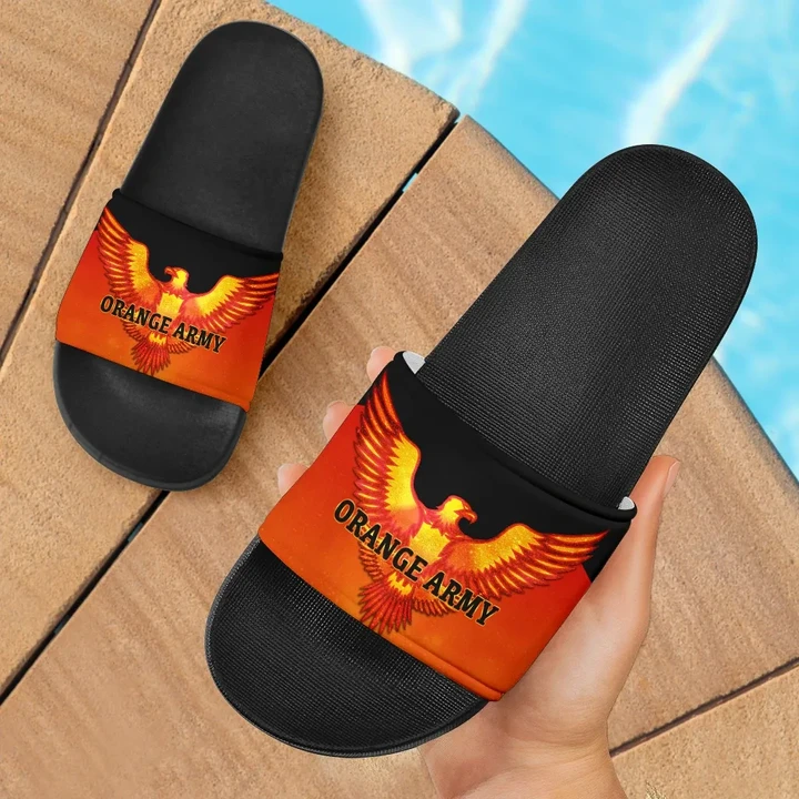 Orange Army Slide Sandals Cricket Sporty Style