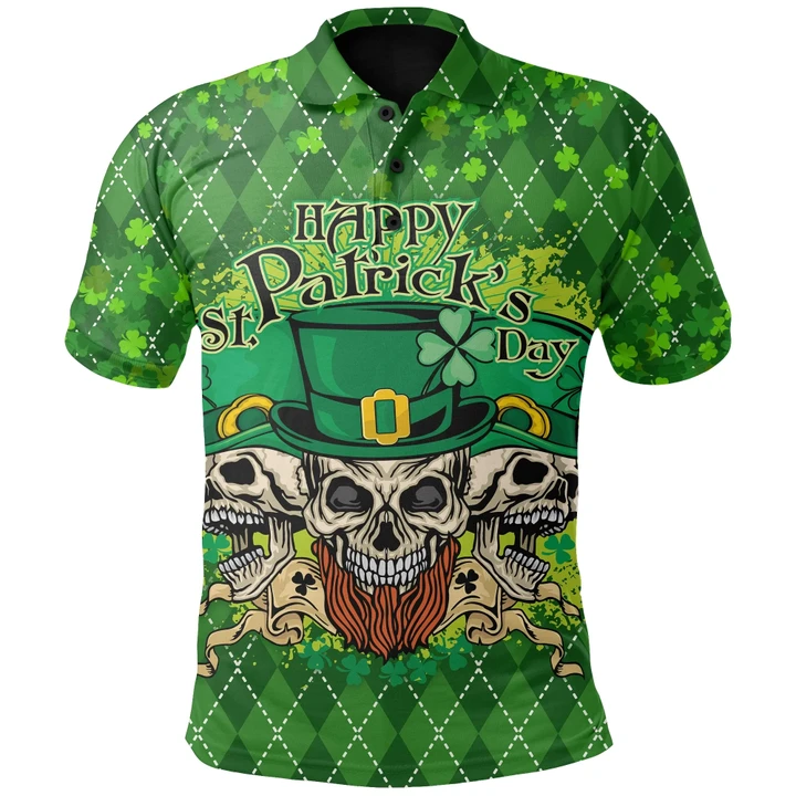 Ireland Polo Shirt Hoodie Happy Skull St. Patrick's Day TH6