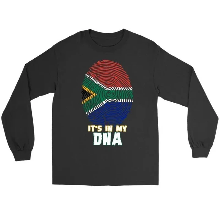 South Africa In My Dna T-Shirt A5 Gildan Long Sleeve Tee / Black S T-Shirts