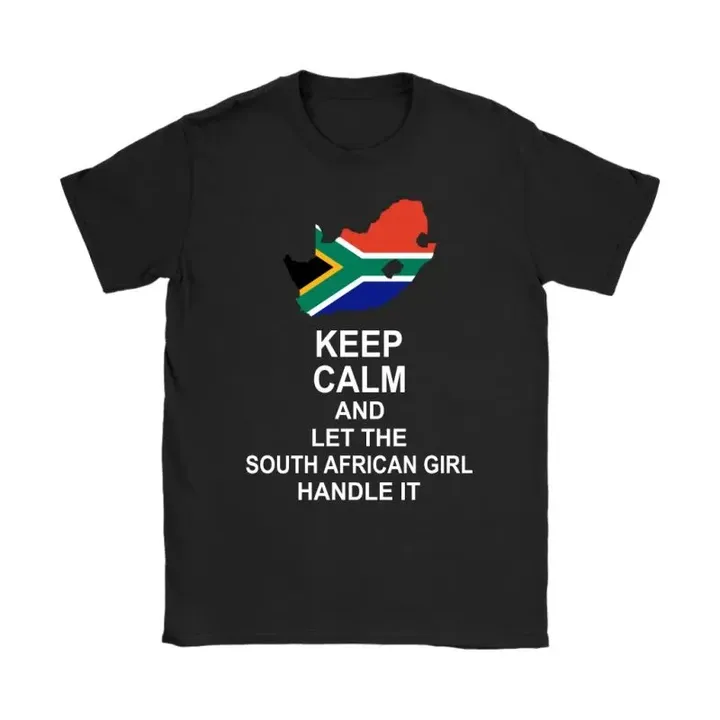 Keep Calm South African Girl - Bn Gildan Womens T-Shirt / Black S T-Shirts