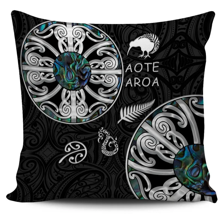 New Zealand Aotearoa Pillow Cover, Maori Mangopare Paua Shell K4 - 1st New Zealand