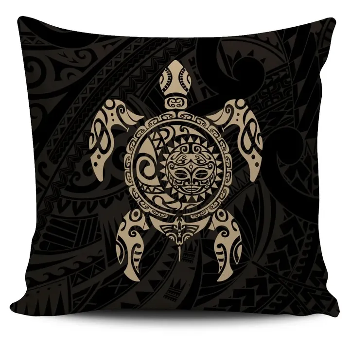 Turtle Maori Tattoo Pillow Cover Gold K4 - 1st New Zealand