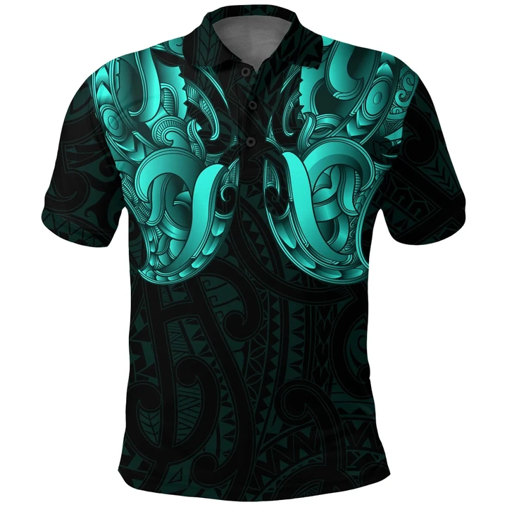 Maori Ta Moko Polo Shirt New Zealand Turquoise K4 - 1st New Zealand